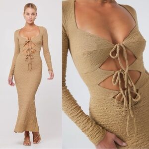 RESA Simone Tie Front Midi/Maxi Dress in Moss